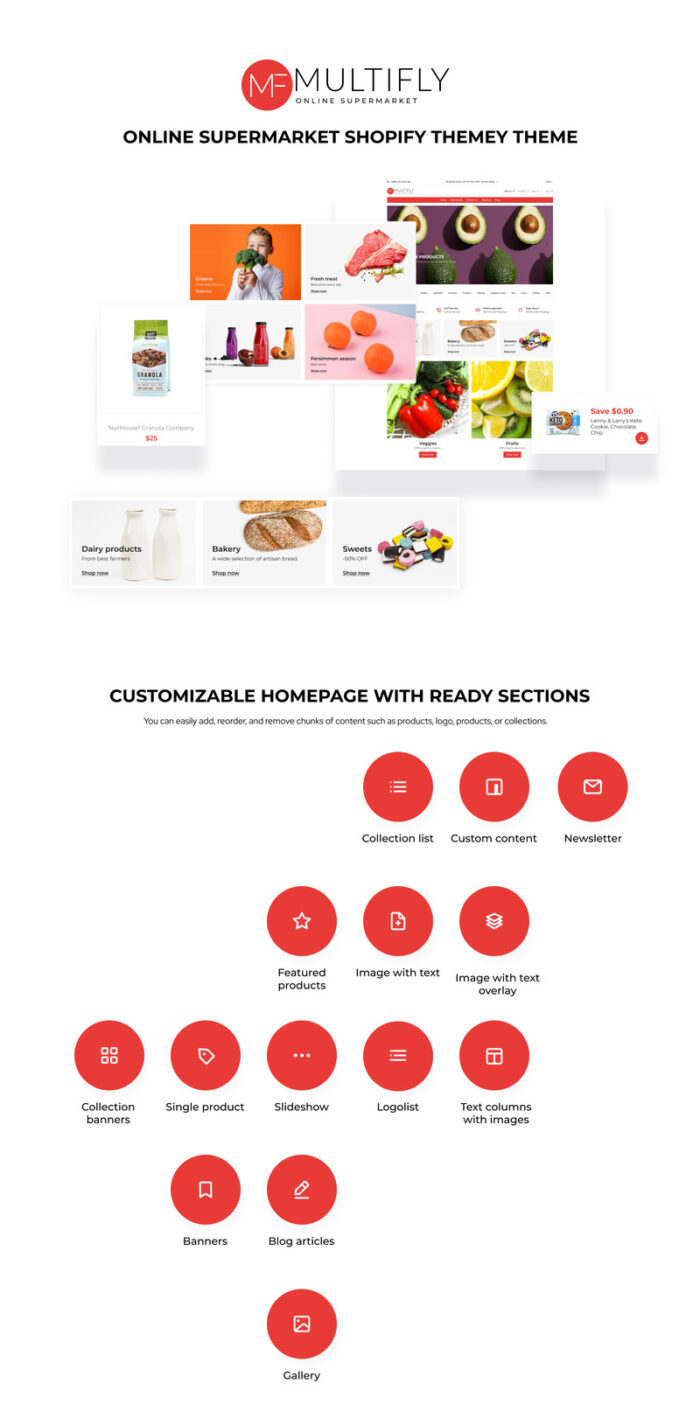 Multifly - Online Supermarket Website Template Shopify Theme - Features Image 1