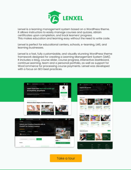 Lenxel - Learning Management System for Wordpress Theme - Features Image 1