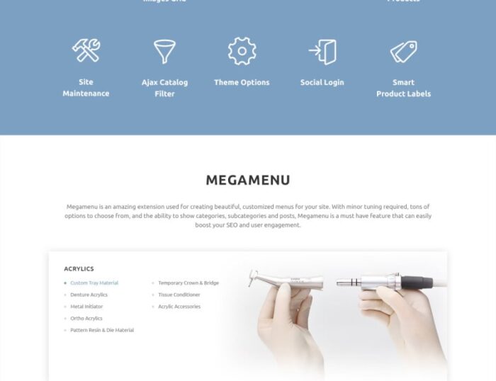 Teethoc - Dental Instruments Magento Theme - Features Image 3