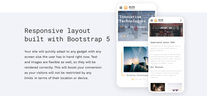 Alfa Industries - Heavy Industries Multipage Website Template - Features Image 6