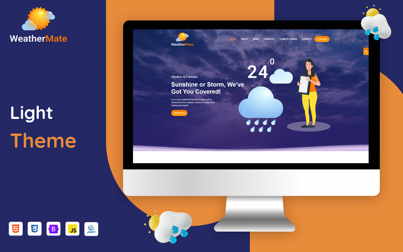 Weather Mate - Complete Weather Forecasts Bootstrap Website Template - Features Image 1