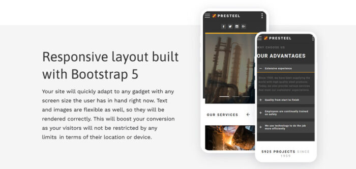 Presteel - Steelworks Multipage Creative HTML Website Template - Features Image 5