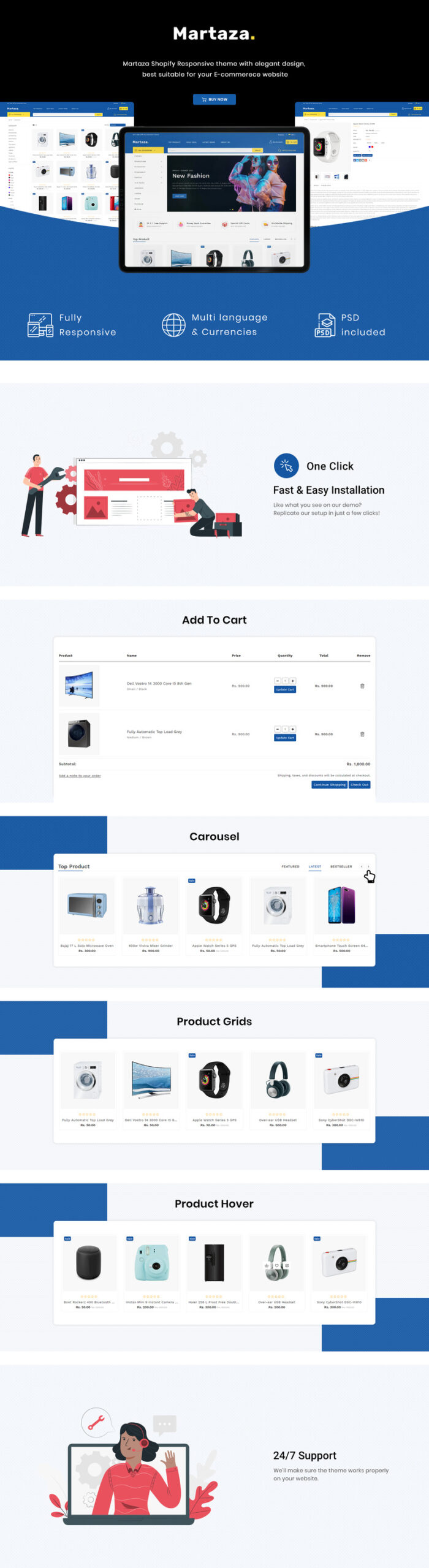 Martaza - Multipurpose Modern Shopify Theme - Features Image 1