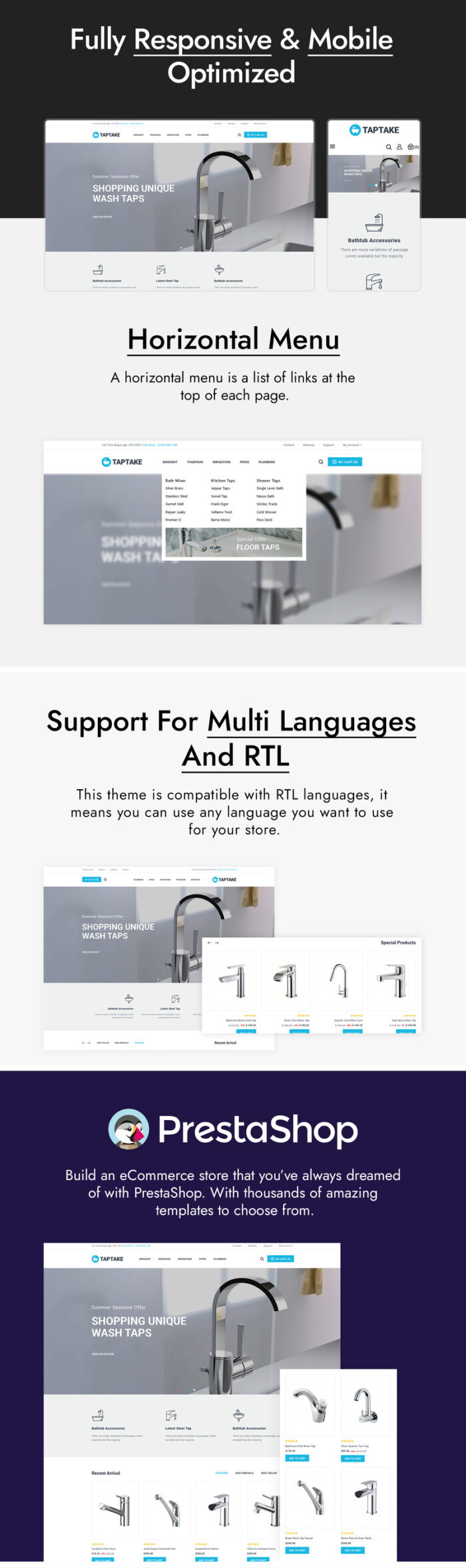 TapTake - Sanitary, Plumbing and Bathroom Accessories PrestaShop Theme - Features Image 1