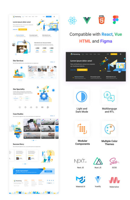 JetBizz - React Vue HTML and Figma Marketing Landing Page Template - Features Image 1