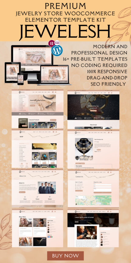 Jewelesh - Jewelry and Cosmetics Store WooCommerce Elementor Template Kit - Features Image 1