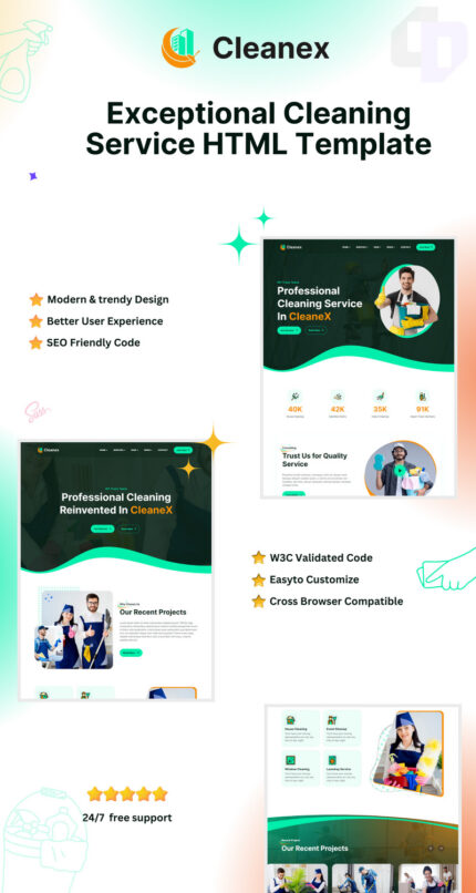 Cleanex - Elevate Your Cleaning Business with Superior Janitorial HTML Template - Features Image 1