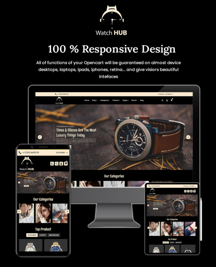 WatchHub - Premium OpenCart Template for Watch Retailers: Smartwatches, Branded Watches & More - Features Image 1