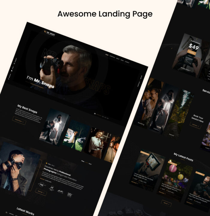 Mr Snaps Photography  -  studio showcase weddig event Elementor Landing page - Features Image 3