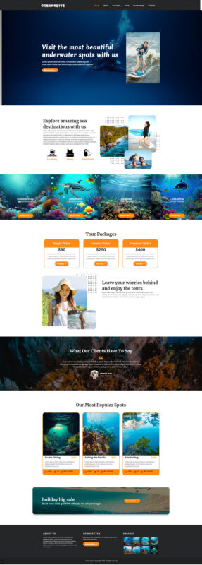 Oceansdive Scuba Water Sport Diving Responsive WordPress Theme - Features Image 1