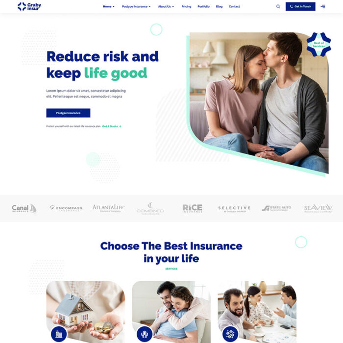 Grabyinsur - Insurance Company Wordpress Theme - Features Image 1