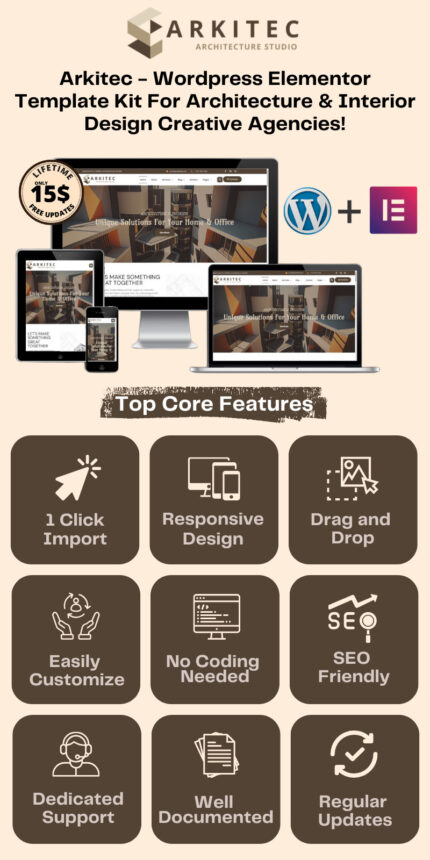 ARKITEC -  Interior Design, Construction & Architecture WordPress Elementor Template Kit - Features Image 1