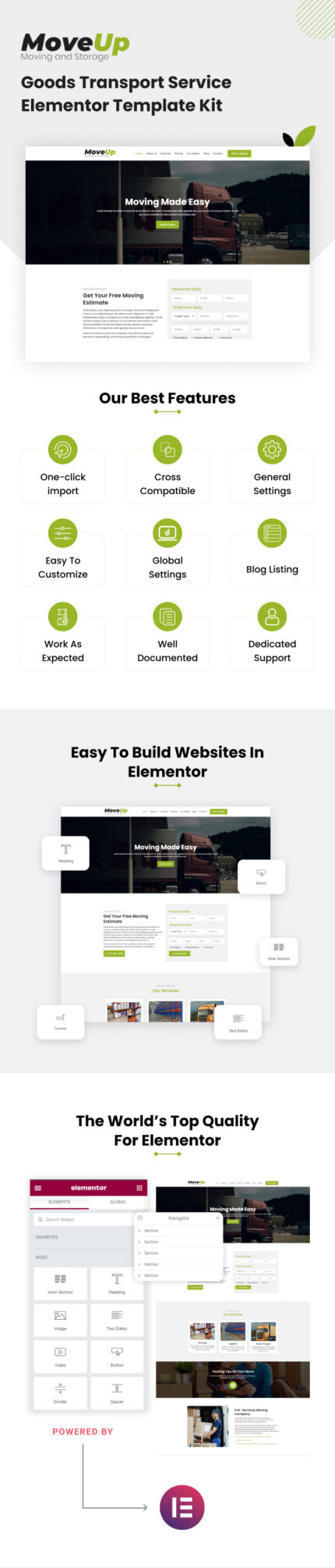 MoveUp - Goods Transport Service Elementor Template Kit - Features Image 1