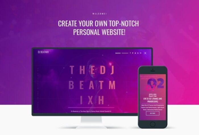 DJ Beatmix - Personal Page WordPress Elementor Theme - Features Image 1