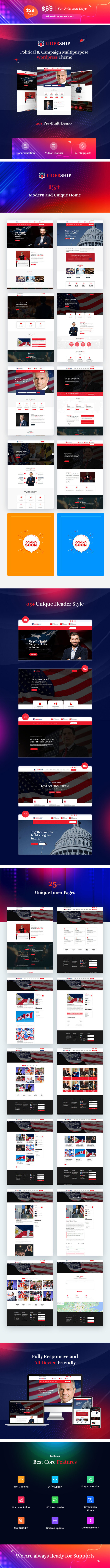 Lidership - Political,  Election Campaign and Party Candidate WordPress Theme - Features Image 1