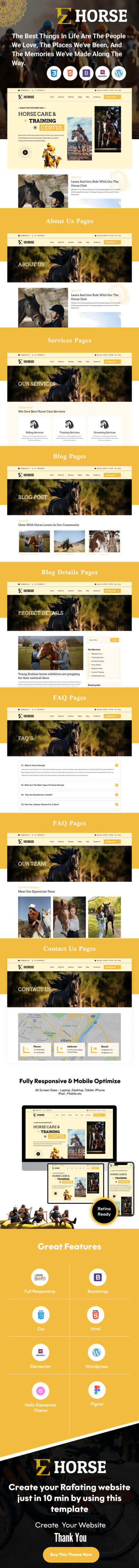 EZ Horse – Modern Template for Horse Training and Jockey Services - Features Image 1