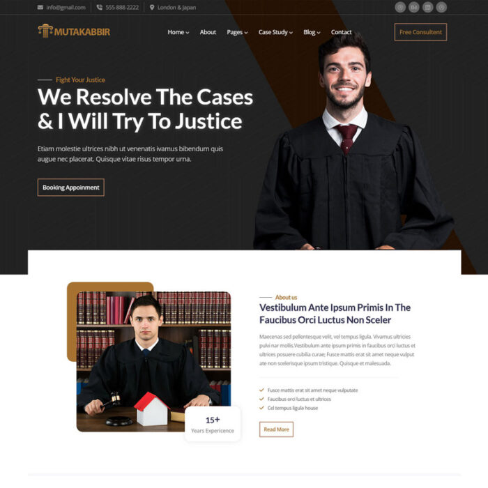 Mutakabbir - Law Firm & Lawyer Service Website Template - Features Image 1