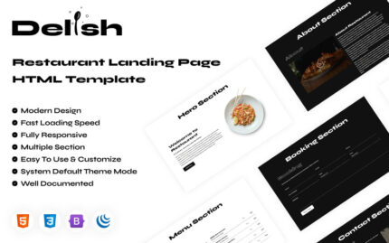 Delish Restaurant HTML Responsive Landing Page - Features Image 1