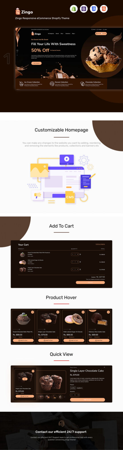 Zingo - Cakes, Sweets & Chocolate Shopify 2.0 Theme - Features Image 1