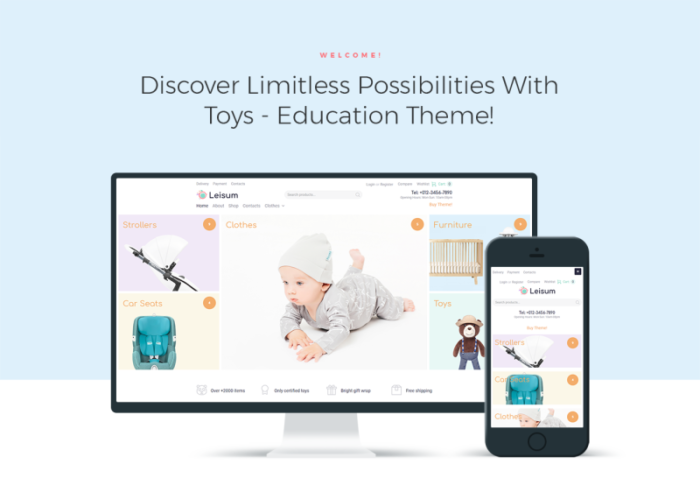 Leisum - Kids Store ECommerce Minimal Elementor WooCommerce Theme - Features Image 1