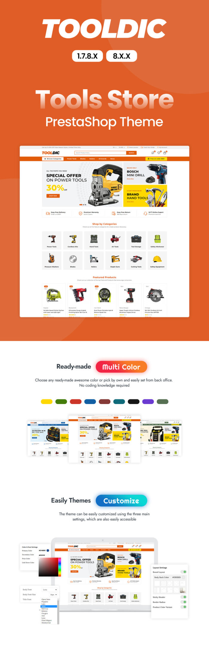 ToolDic - Tools and Auto parts PrestaShop Theme - Features Image 1