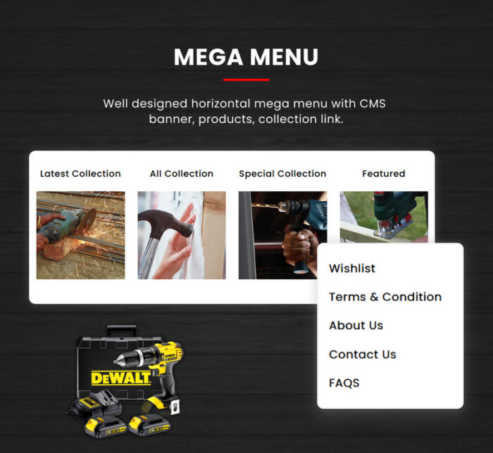 Toolsify Megastore –Tools and Machine Shopify 2.0 Responsive Template - Features Image 7