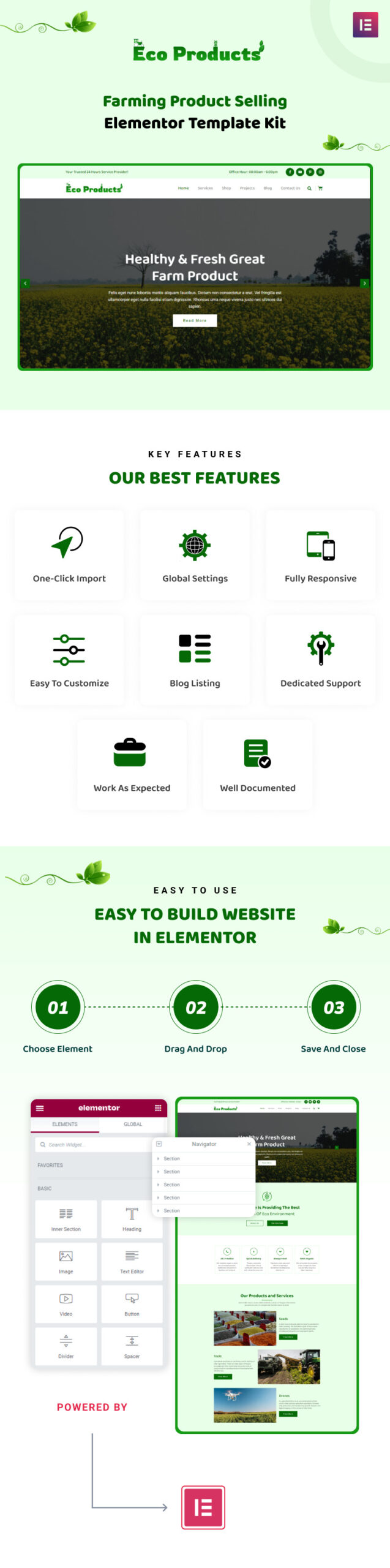 Eco Products - Farming Product Selling Elementor Template Kit - Features Image 1