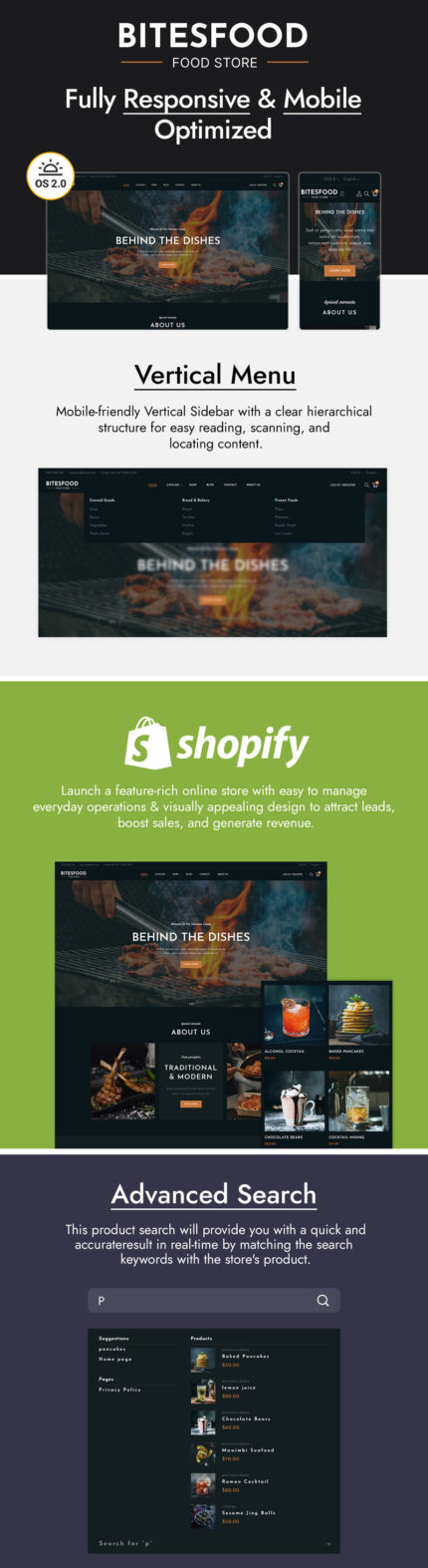 Bitesfood - BBQ & Grill Restaurant Shopify Theme - Features Image 1