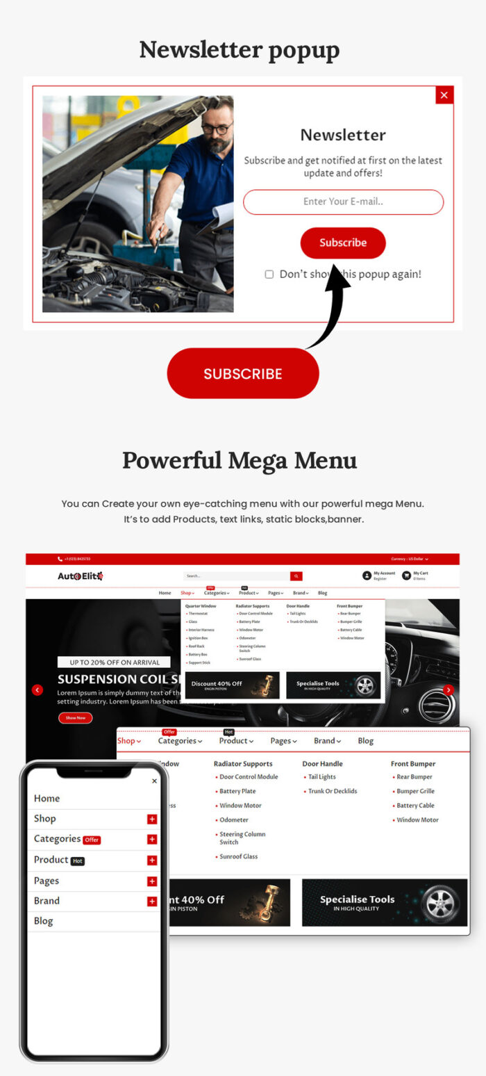 Autoelite - Opencart Template for Auto, Cars, Bikes and Auto Parts Sellers - Features Image 2