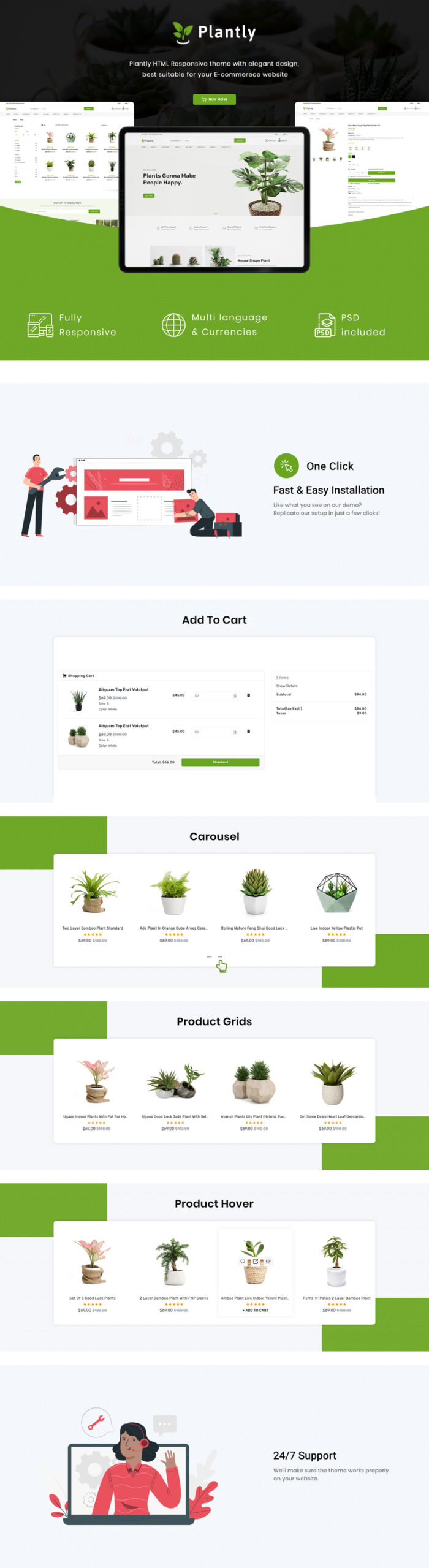 Plantly - Plants And Nursery HTML5 eCommerce Website template - Features Image 1