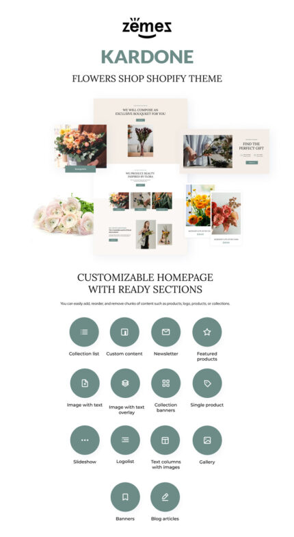 Kardone Flowers Shop Shopify Theme - Features Image 1