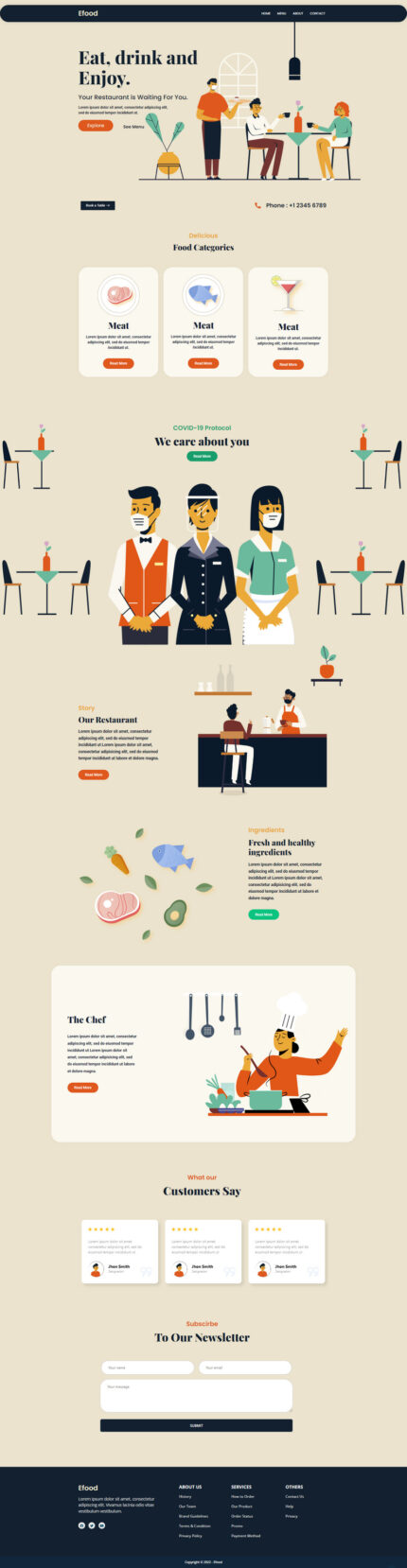 Efood - Food and Restaurant One Page WordPress Theme - Features Image 1