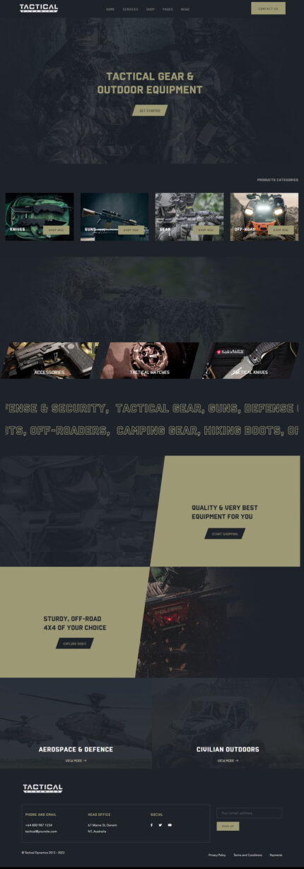 Tactical Dynamics Defence Security and Off Road WordPress theme - Features Image 1