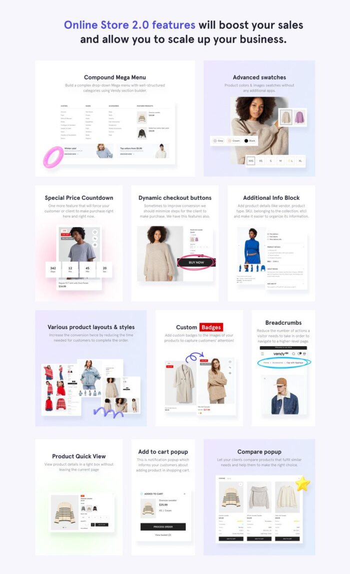 Vendy Lite - Innovative Multipurpose Shopify Theme OS 2.0 - Features Image 3