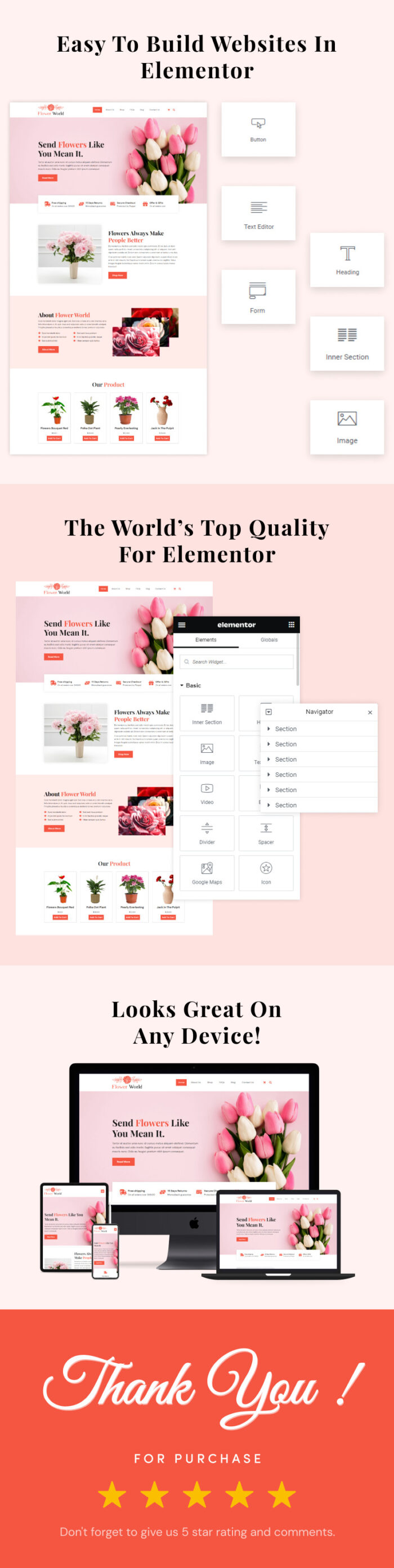 Flower World - Online Flower Selling Elementor Template Kit - Features Image 2