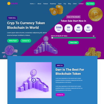 Darr -  Bitcoin & ICO Cryptocurrency Landing Page theme - Features Image 1