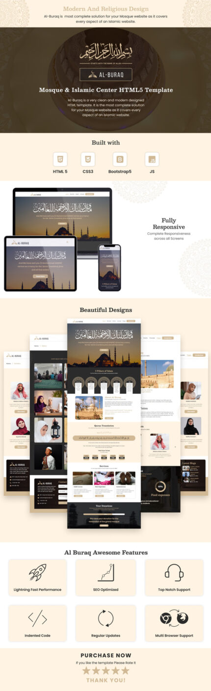 Al-Buraq – Mosque and Islamic Center HTML Template - Features Image 1