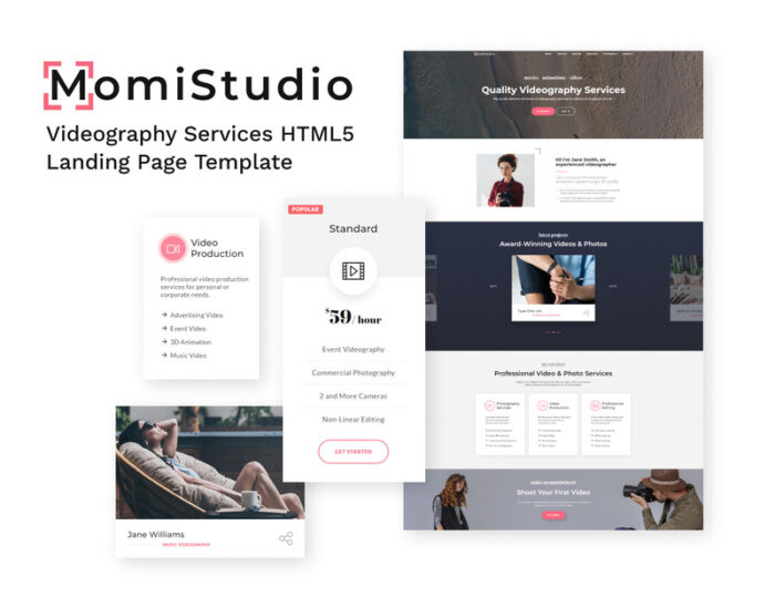 MomiStudio - Videography Services HTML5 Landing Page Template - Features Image 1