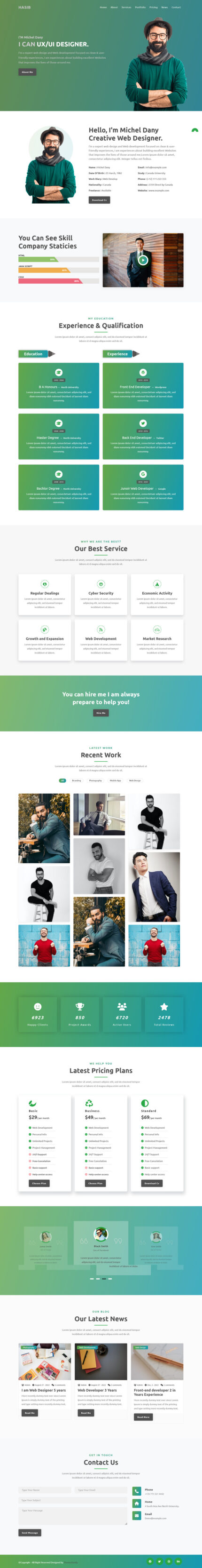 Hasib - Personal Portfolio Landing Page Template - Features Image 1