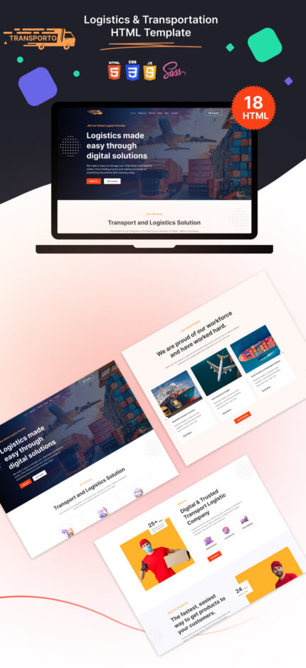 Transporto - Logistics & Transportation HTML Template - Features Image 1