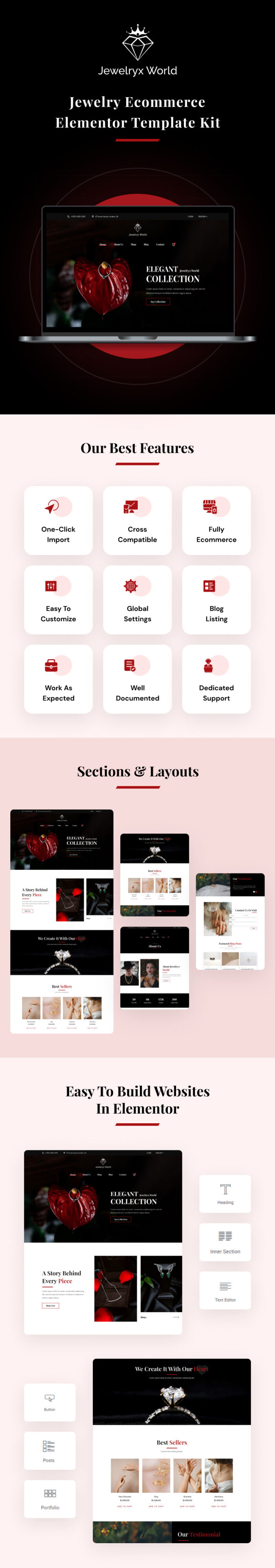 Jewelryx - Jewelry Ecommerce Elementor Template Kit - Features Image 1