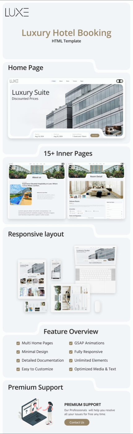 LUXE - Premium Luxury Hotel Booking Bootstrap HTML Website Template - Features Image 1