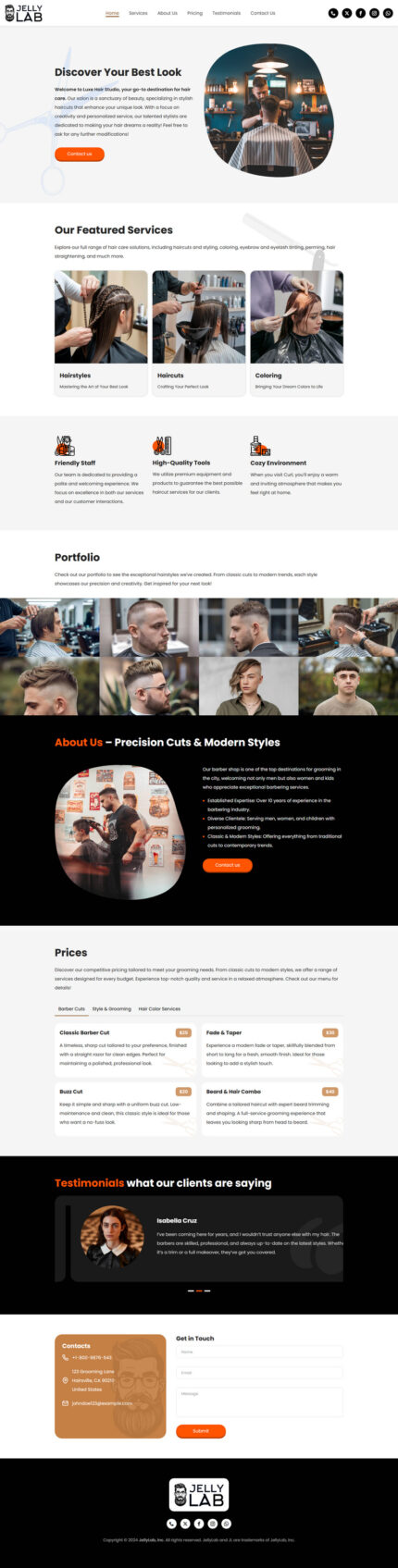 Jelly Lab - Barbershop HTML Landing Page Template - Features Image 1