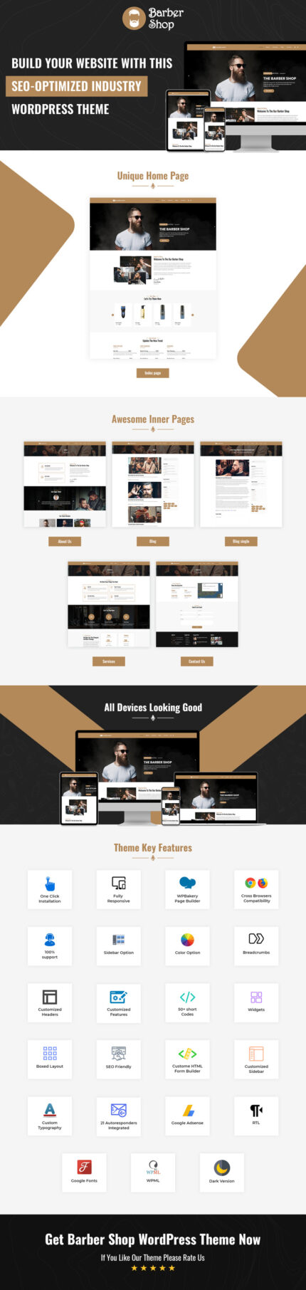 Barber Shop WordPress Theme - Features Image 1