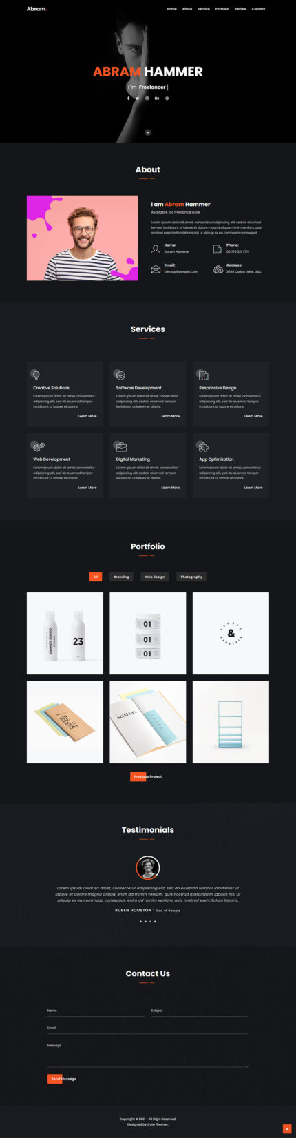 Abram - Personal Portfolio Landing Page Template - Features Image 1