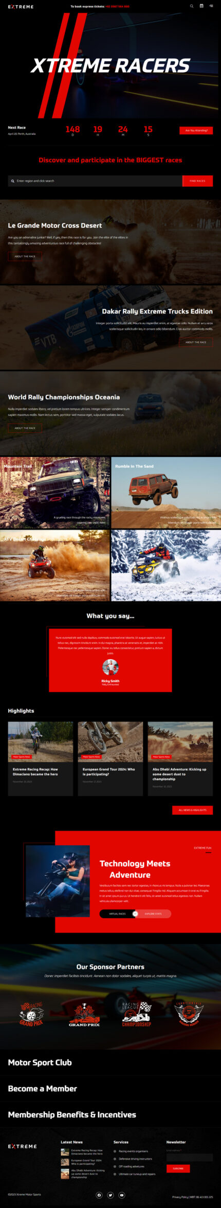 Xtreme Motor Sports WordPress Theme - Features Image 1