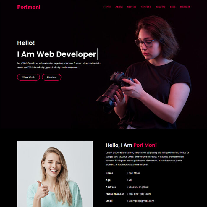 Porimoni Personal Portfolio Multipurpose HTML5 Template - Features Image 1