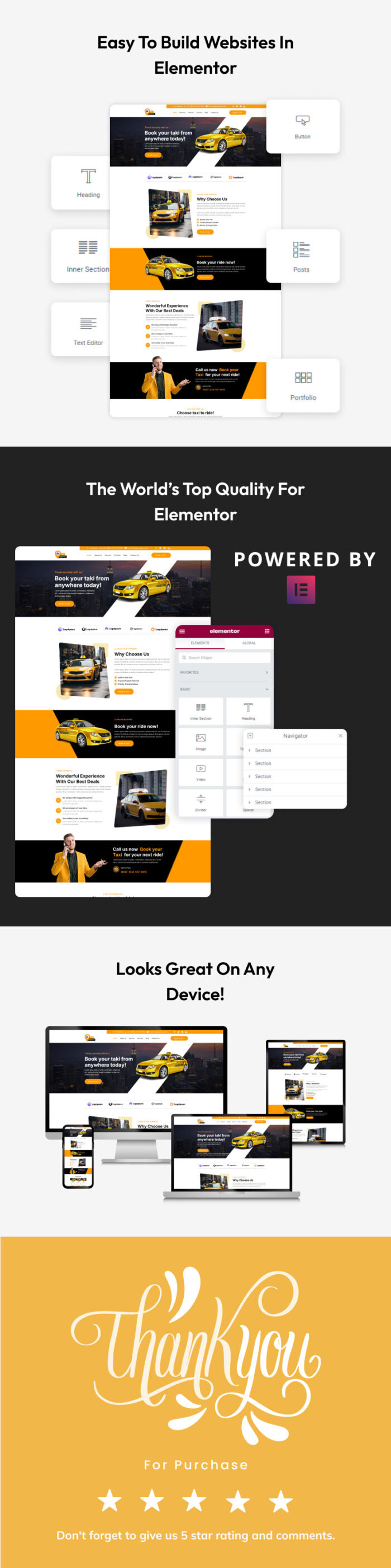 Taxi Service - Online Booking Elementor Template Kit - Features Image 2