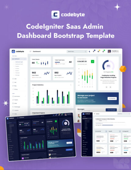 CodeByte – Codeigniter Saas Admin Dashboard Bootstrap Template - Features Image 1