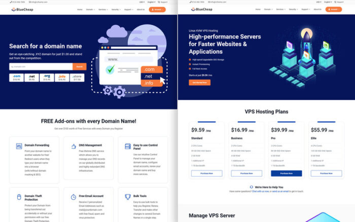 BlueCheap Host Web Hosting HTML & WHMCS Template - Features Image 1